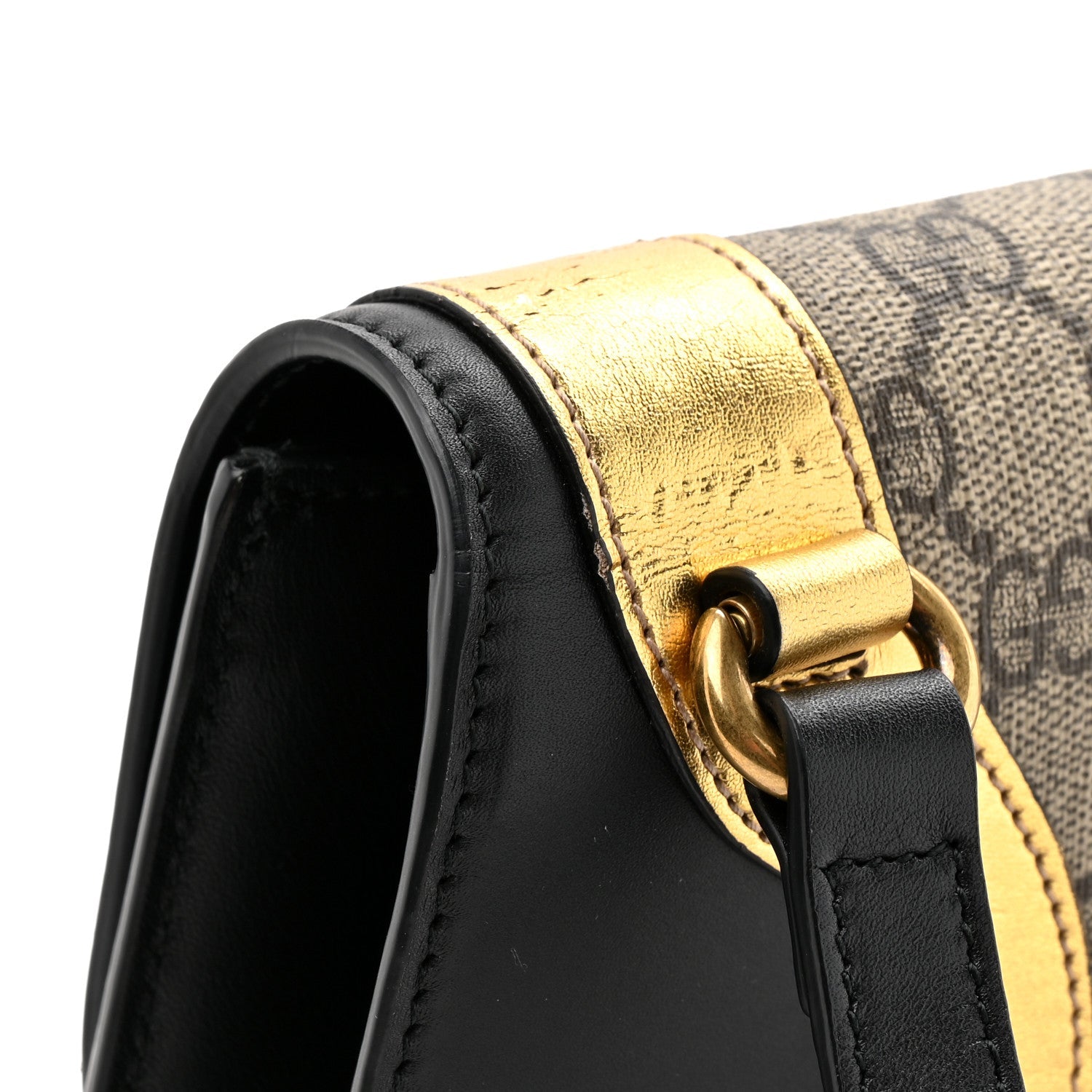GG Supreme Monogram Small Osiride Shoulder Bag Black Gold