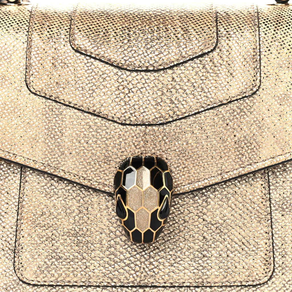 Metallic Karung Serpenti Forever Top Handle Gold