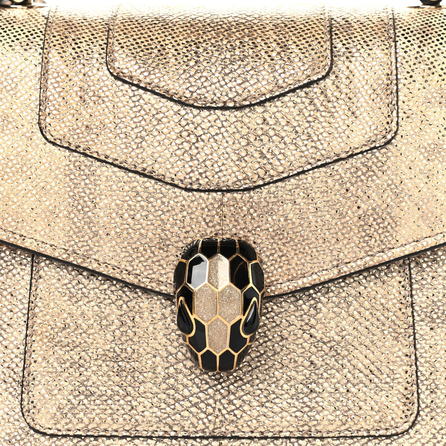 Metallic Karung Serpenti Forever Top Handle Gold