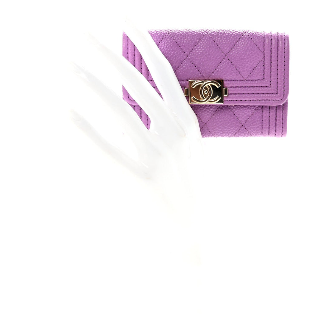 Caviar Quilted Boy Flap  Holder Purple
