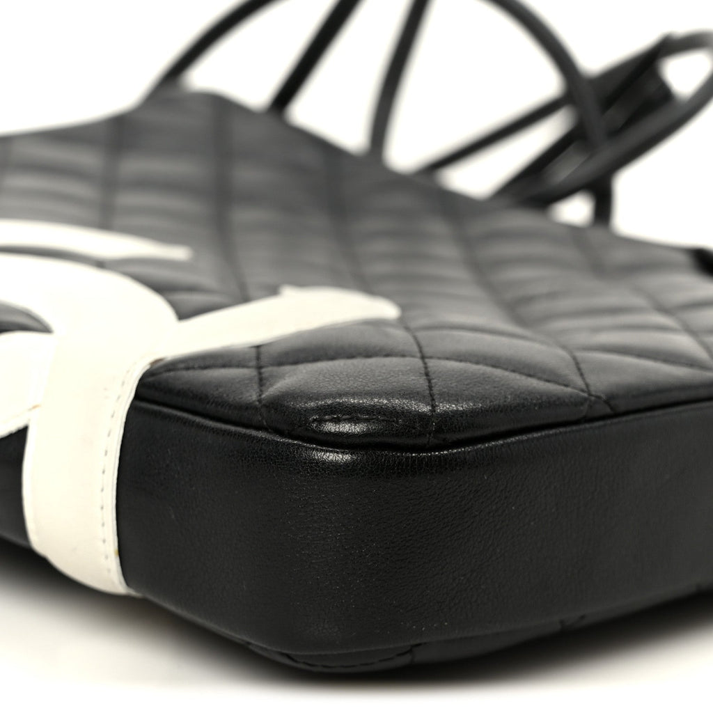 Calfskin Quilted Medium Cambon Messenger Black White
