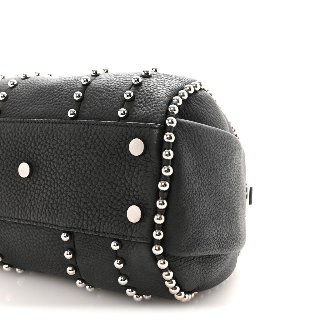 Calfskin Studded Rockie Matte Black Rhodium Hardware