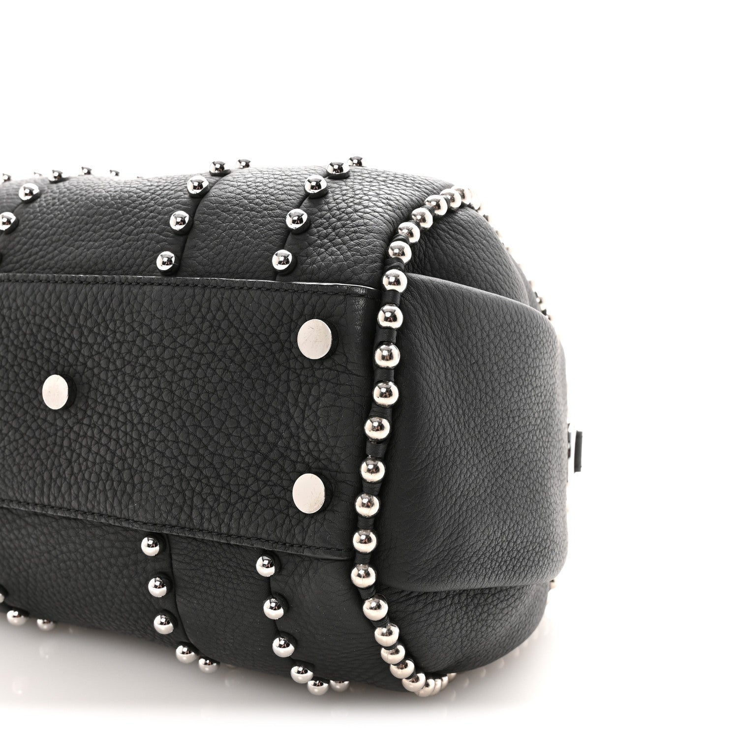 Calfskin Studded Rockie Matte Black Rhodium Hardware