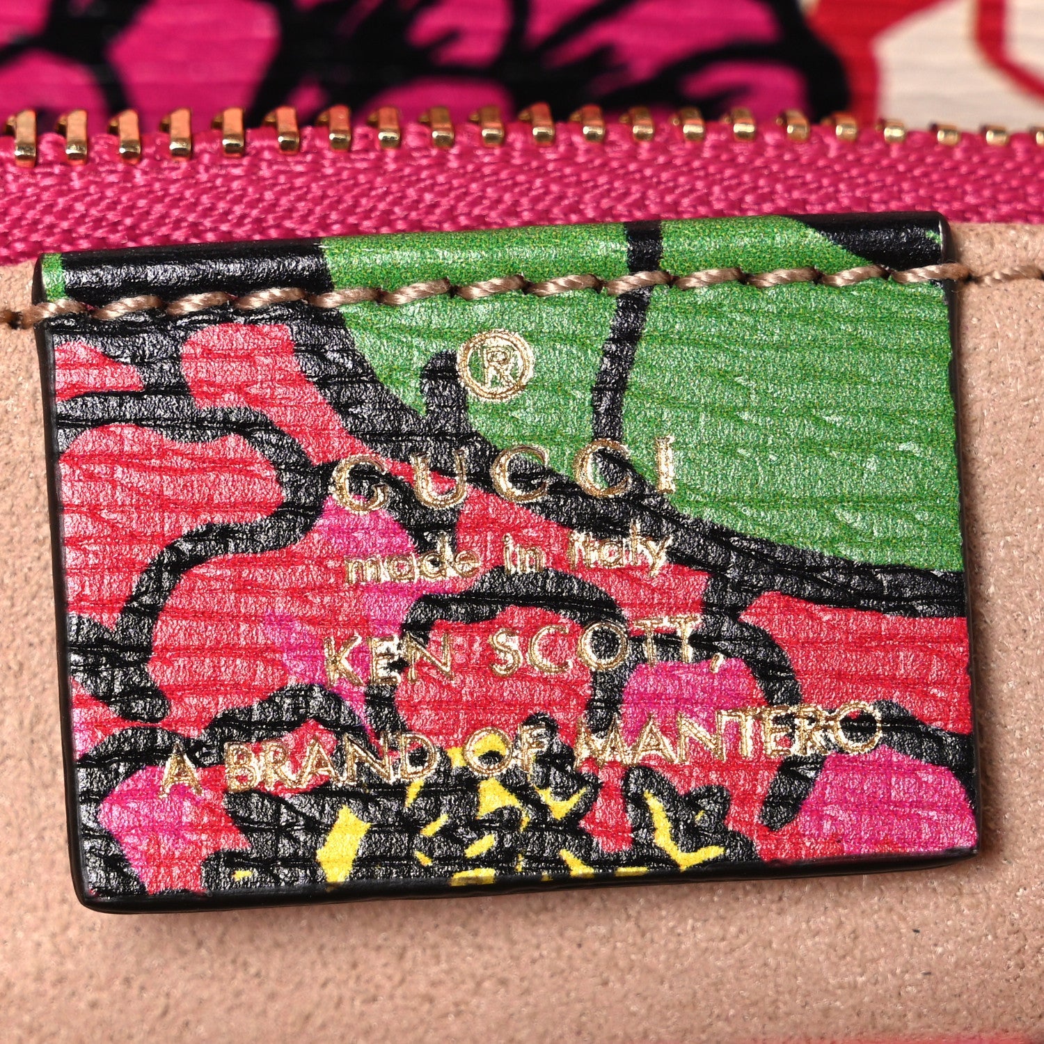 X KEN SCOTT Textured Calfskin Pomponica Print Horsebit 1955 Shoulder Bag Multicolor Fuxia Pompom