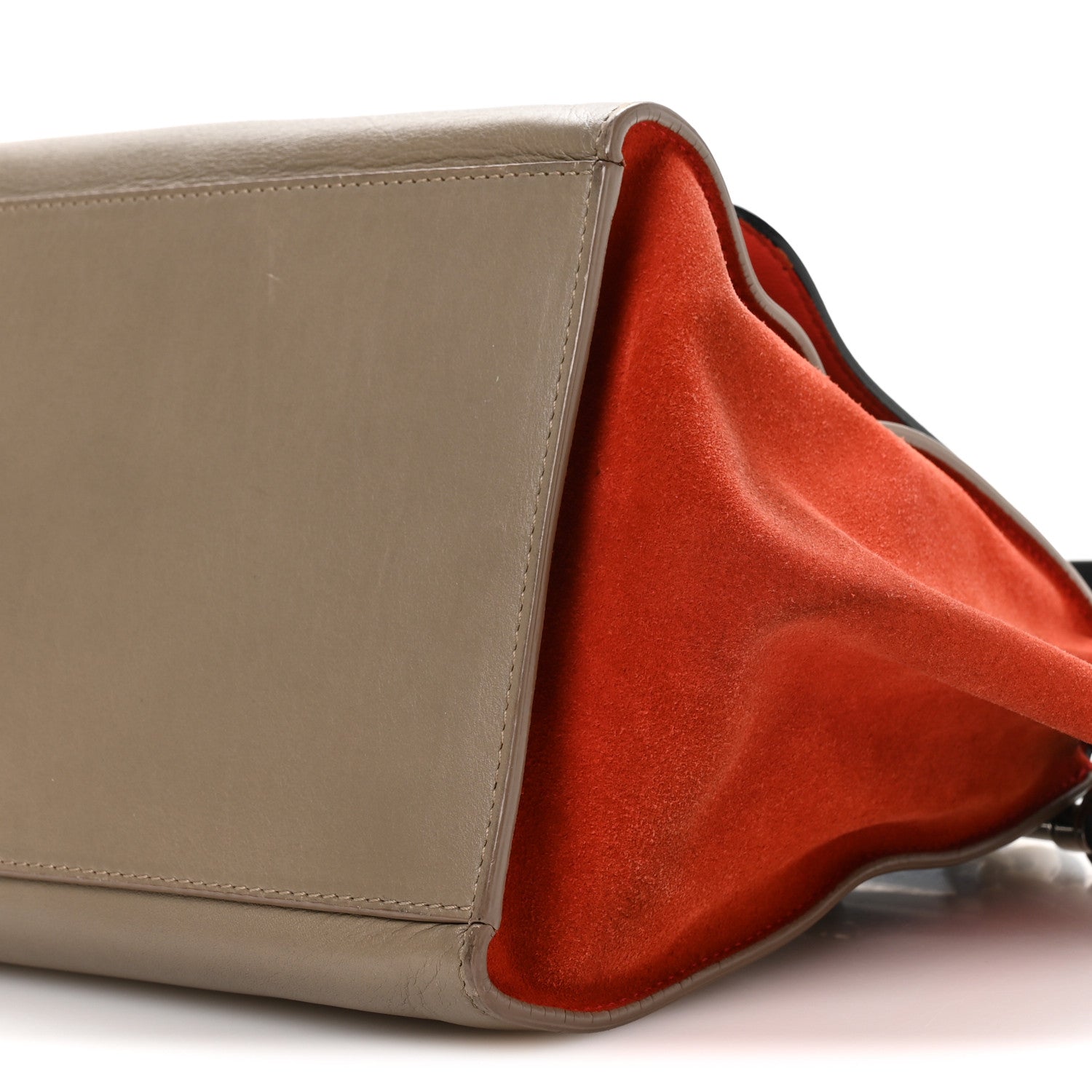 Smooth Calfskin Suede Medium Tri-Color Trapeze Orange