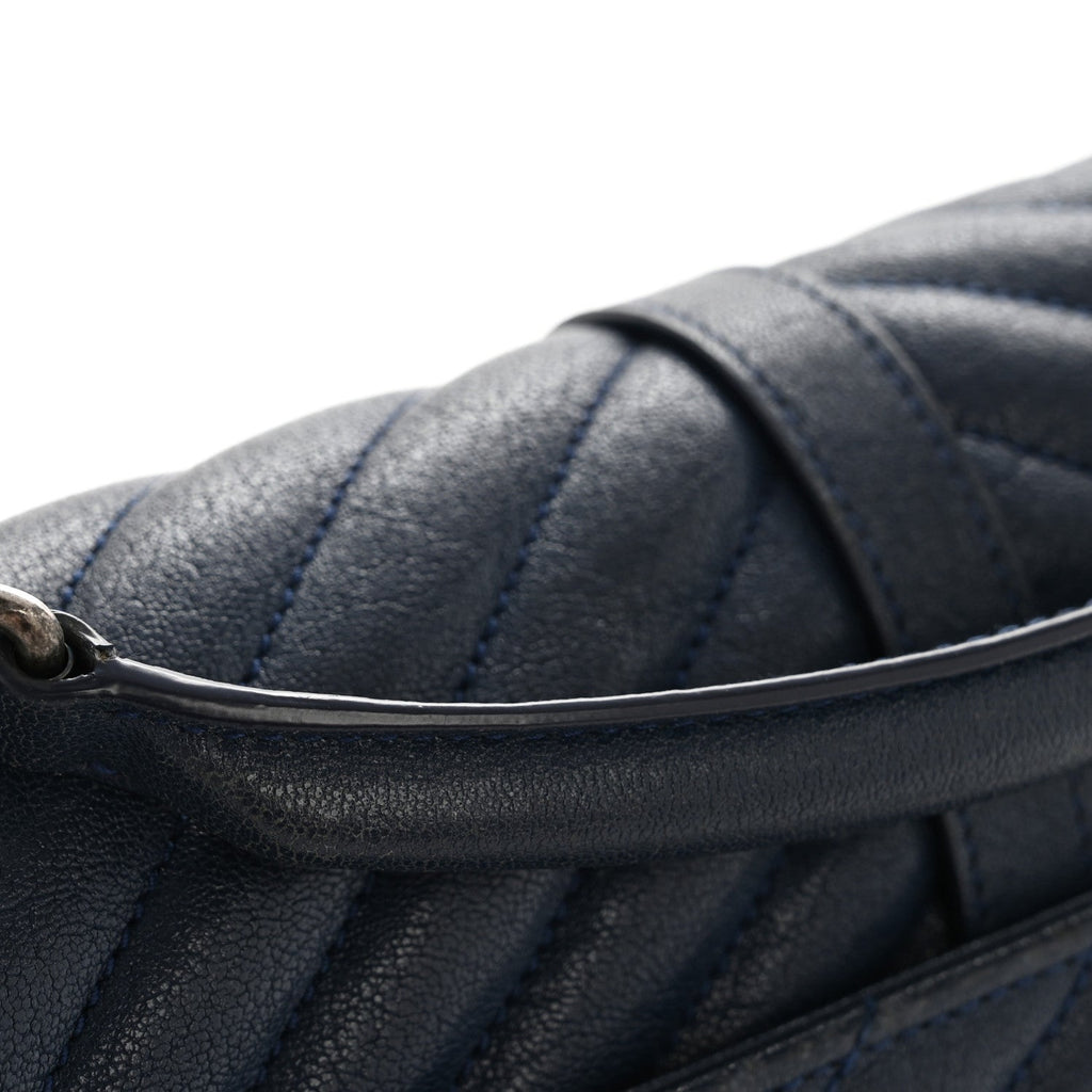 Sheepskin Matelasse Chevron Monogram Medium College Bag Navy