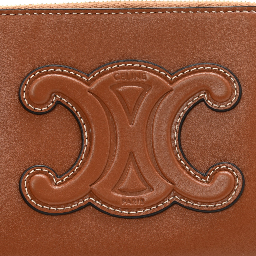 Smooth Calfskin Cuir Triomphe Coin and  Pouch With Hook Tan