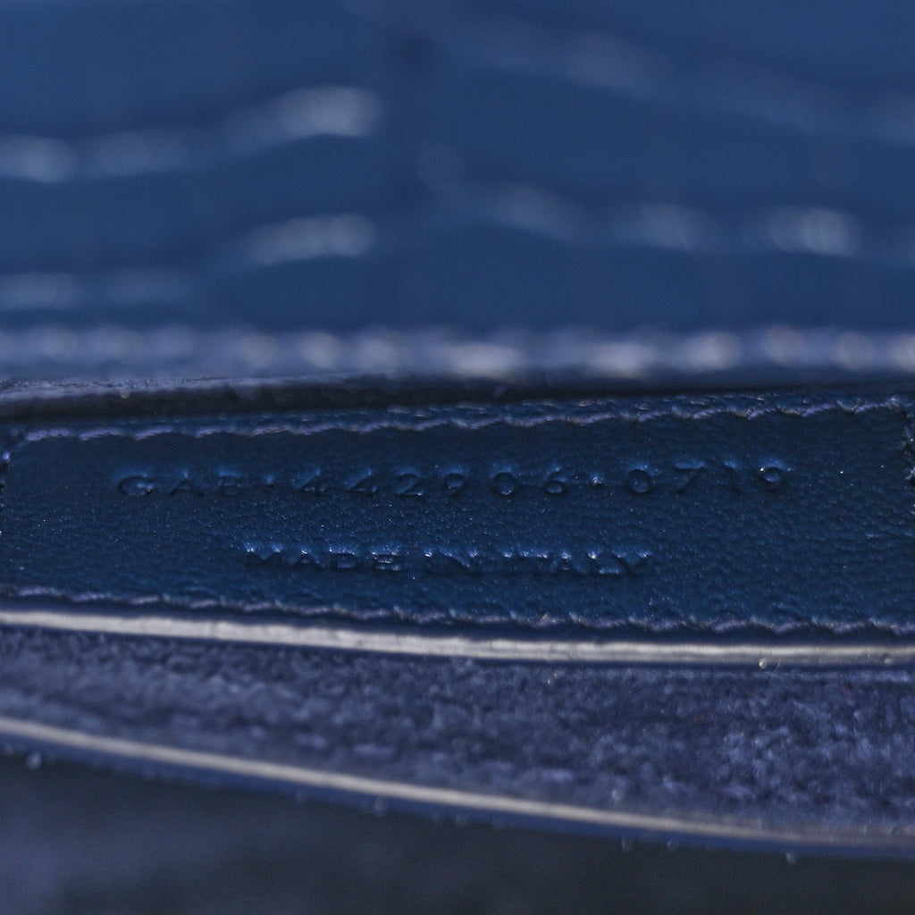 Calfskin Crocodile Embossed Medium Monogram Sunset Navy