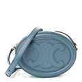 Smooth Calfskin Cuir Small Triomphe Oval Crossbody Purse Denim