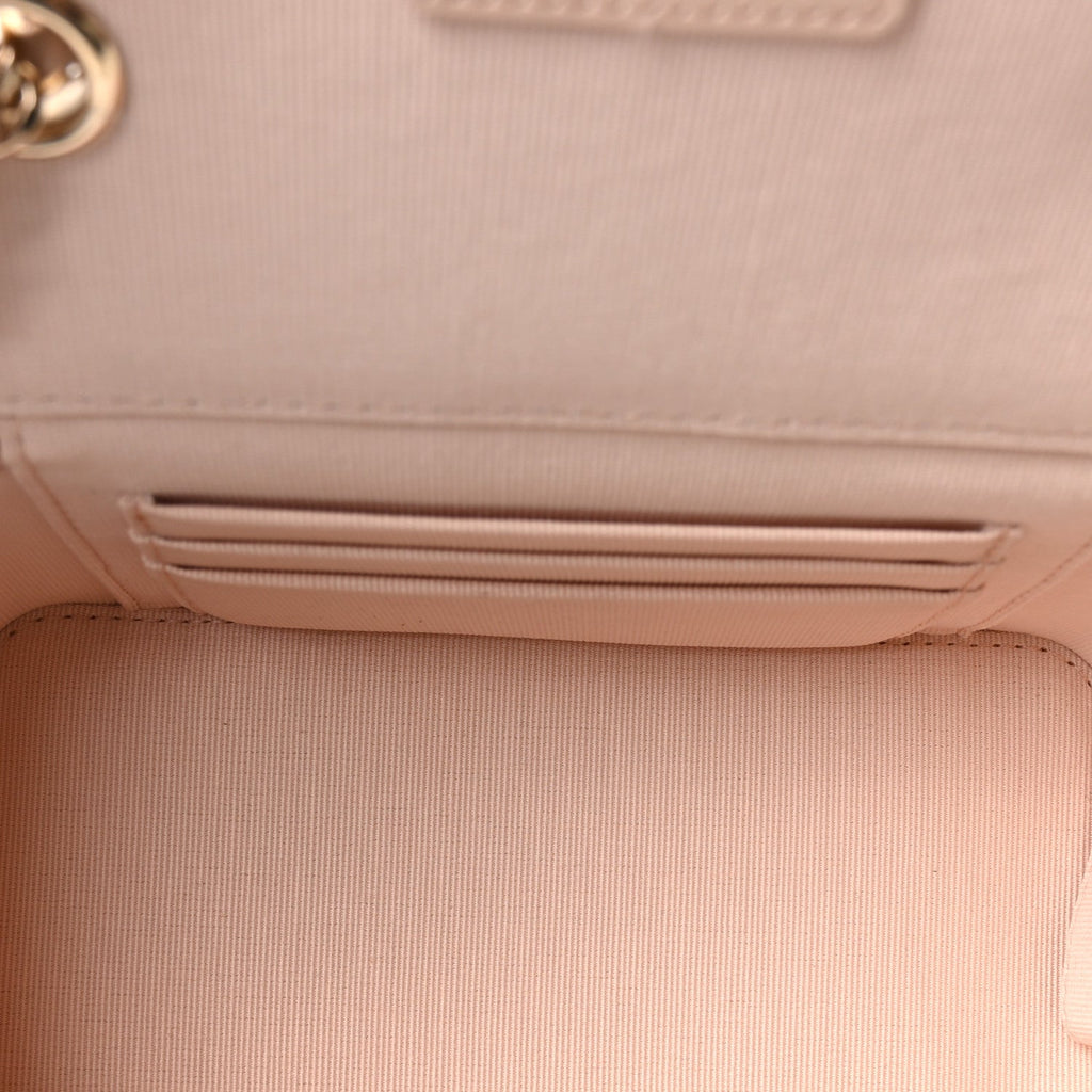 Caviar Quilted Small Vanity Case With Chain Light Beige