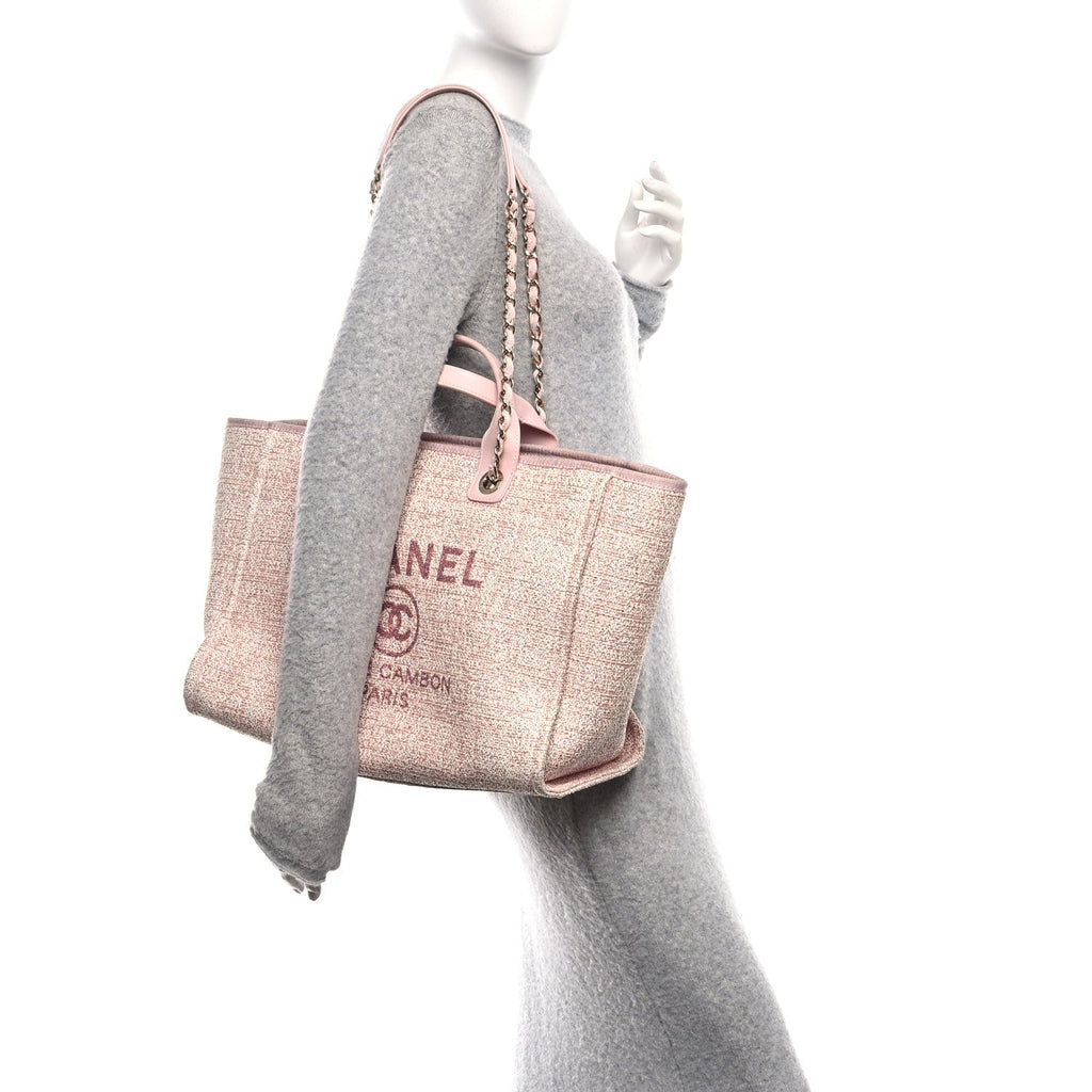 Lurex Boucle Deauville Medium Tote  Pink