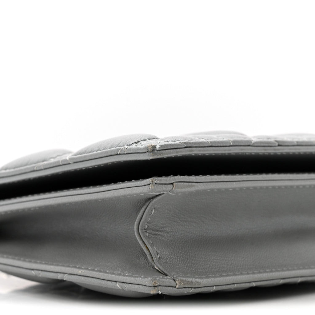 Lambskin Cannage Lady Dior Convertible Clutch Grey