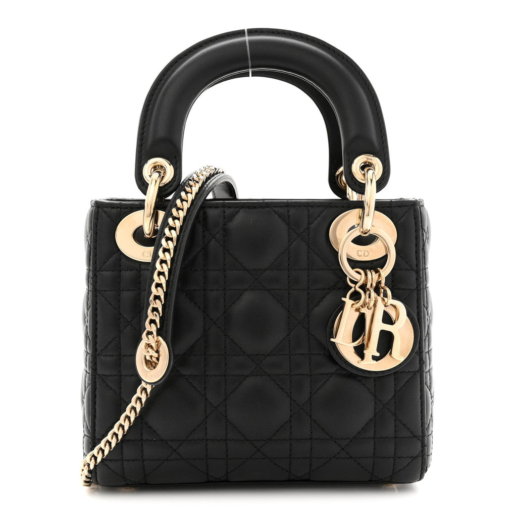 Lambskin Cannage Mini Lady Dior Black