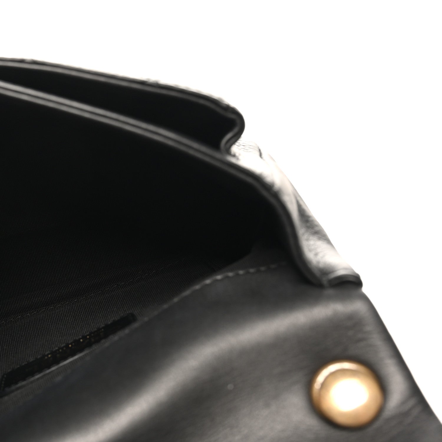 Calfskin Quilted Top Handle Flap Black