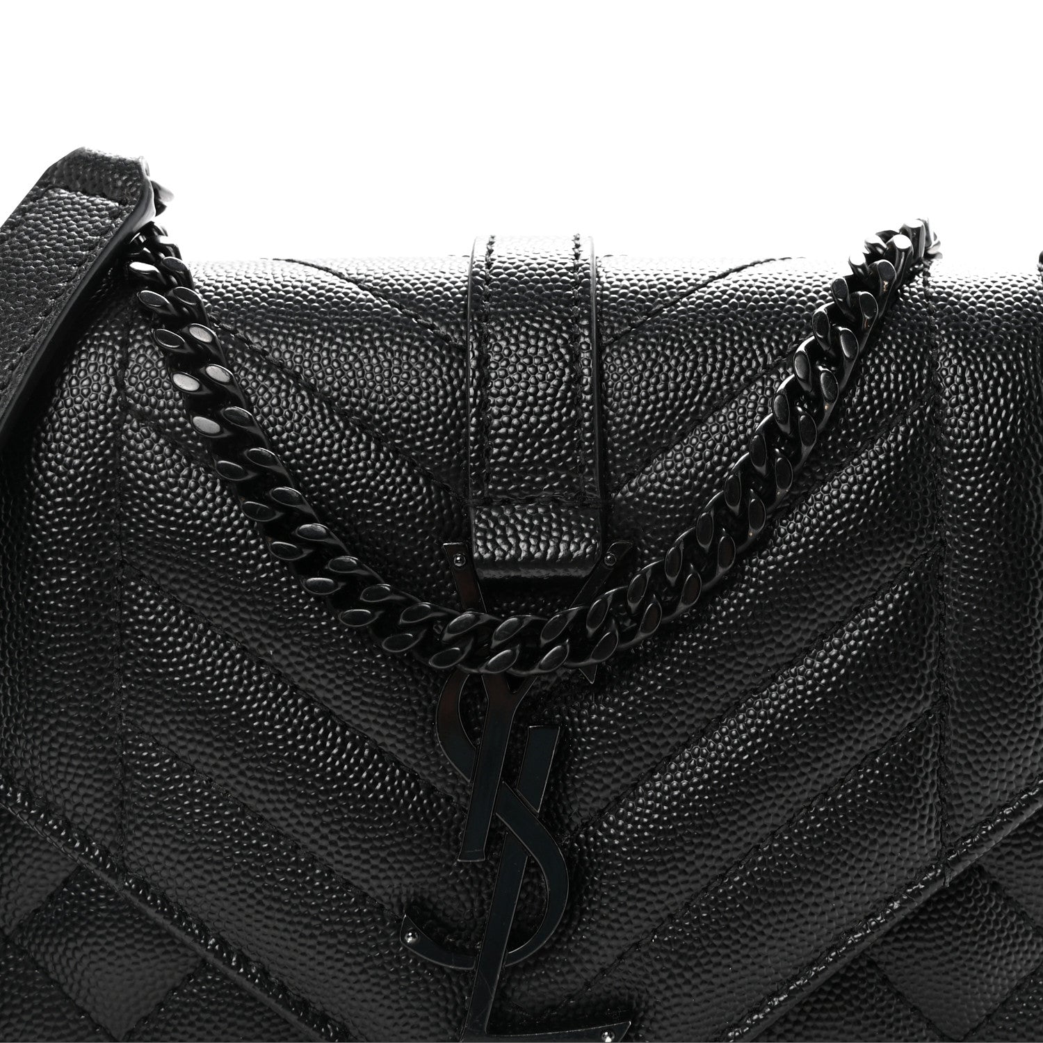 Grain De Poudre Textured Mixed Matelasse Triquilt Small Monogram Monochrome Satchel Black