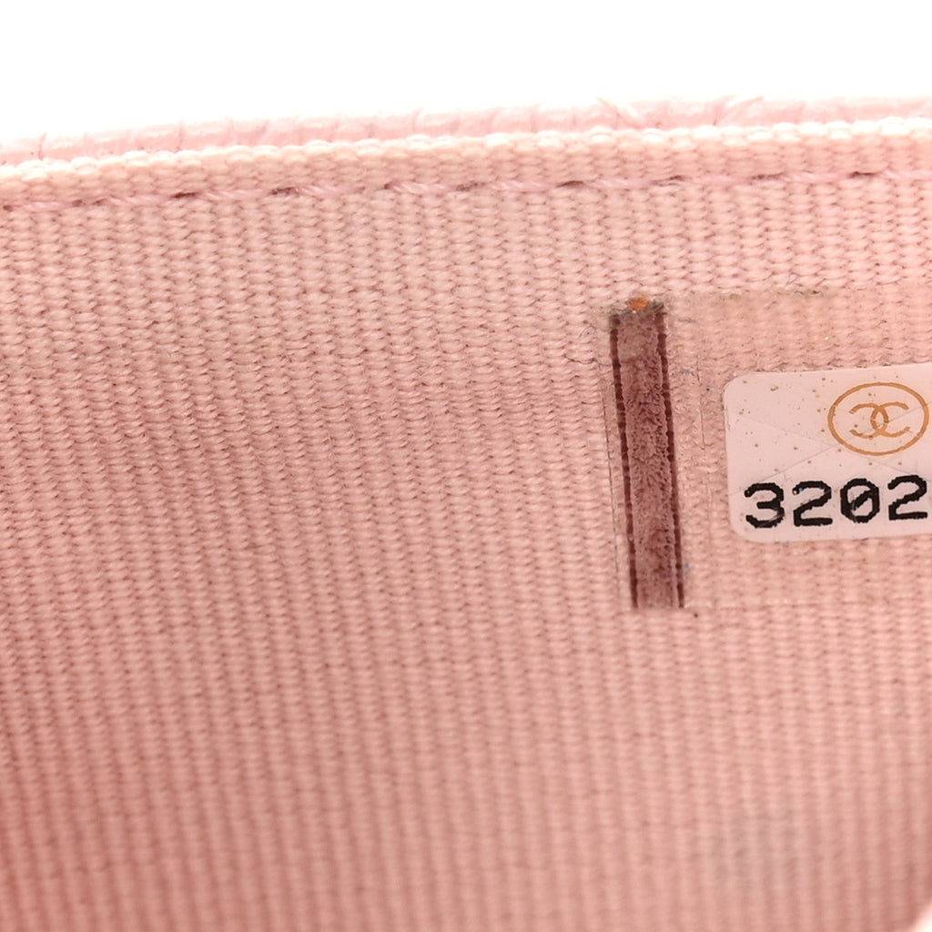 Caviar Quilted Crystal CC Flap  Holder Pink