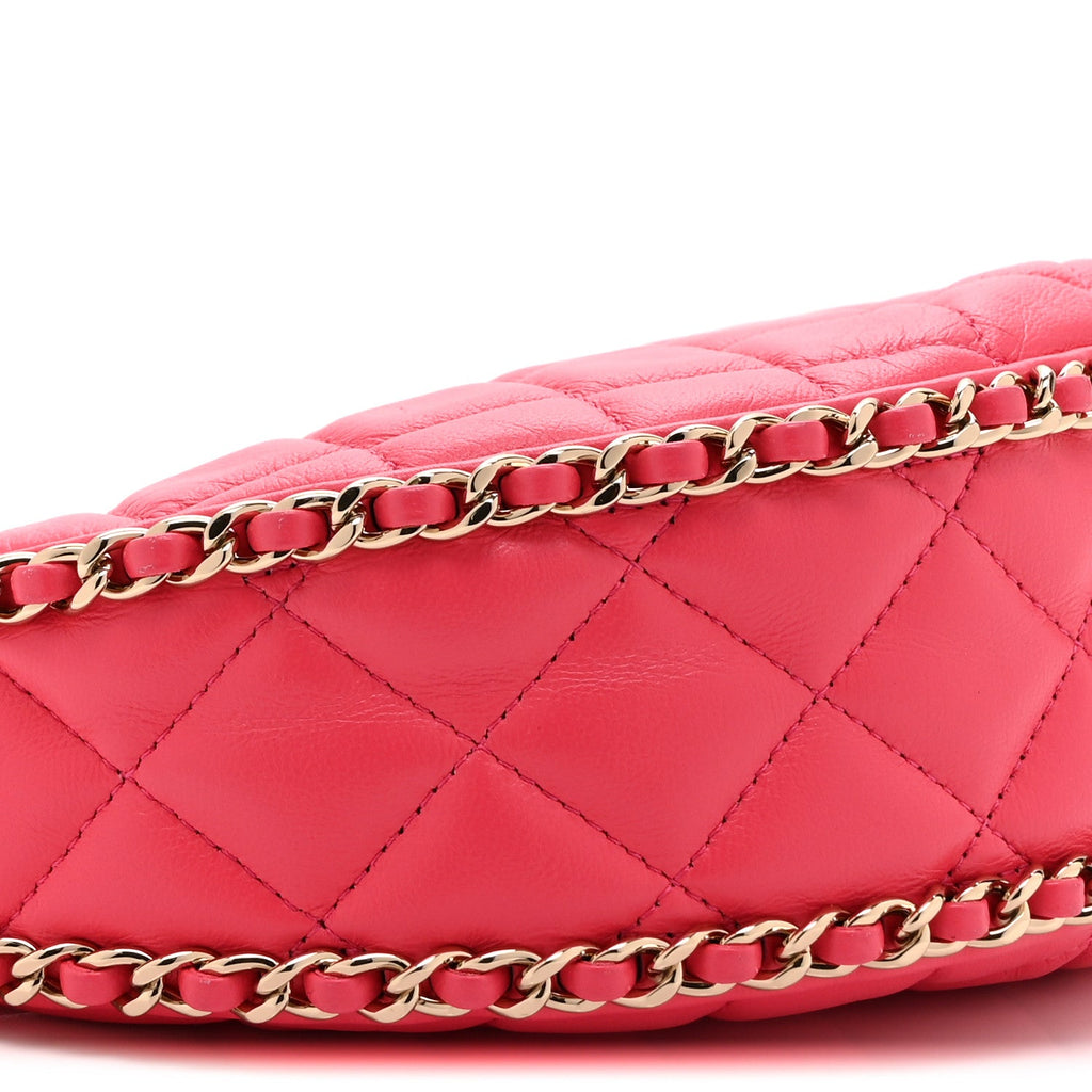 Lambskin Quilted Small Hobo Bag Pink