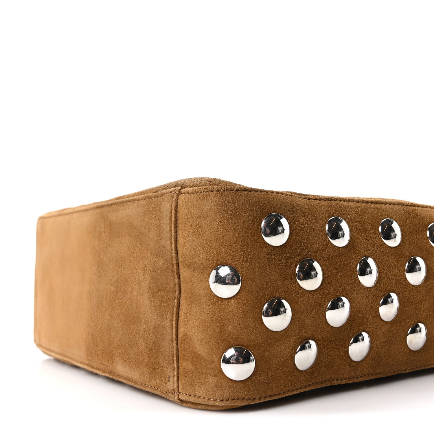 Pebbled Sport Calfskin Studded Elena Nougat
