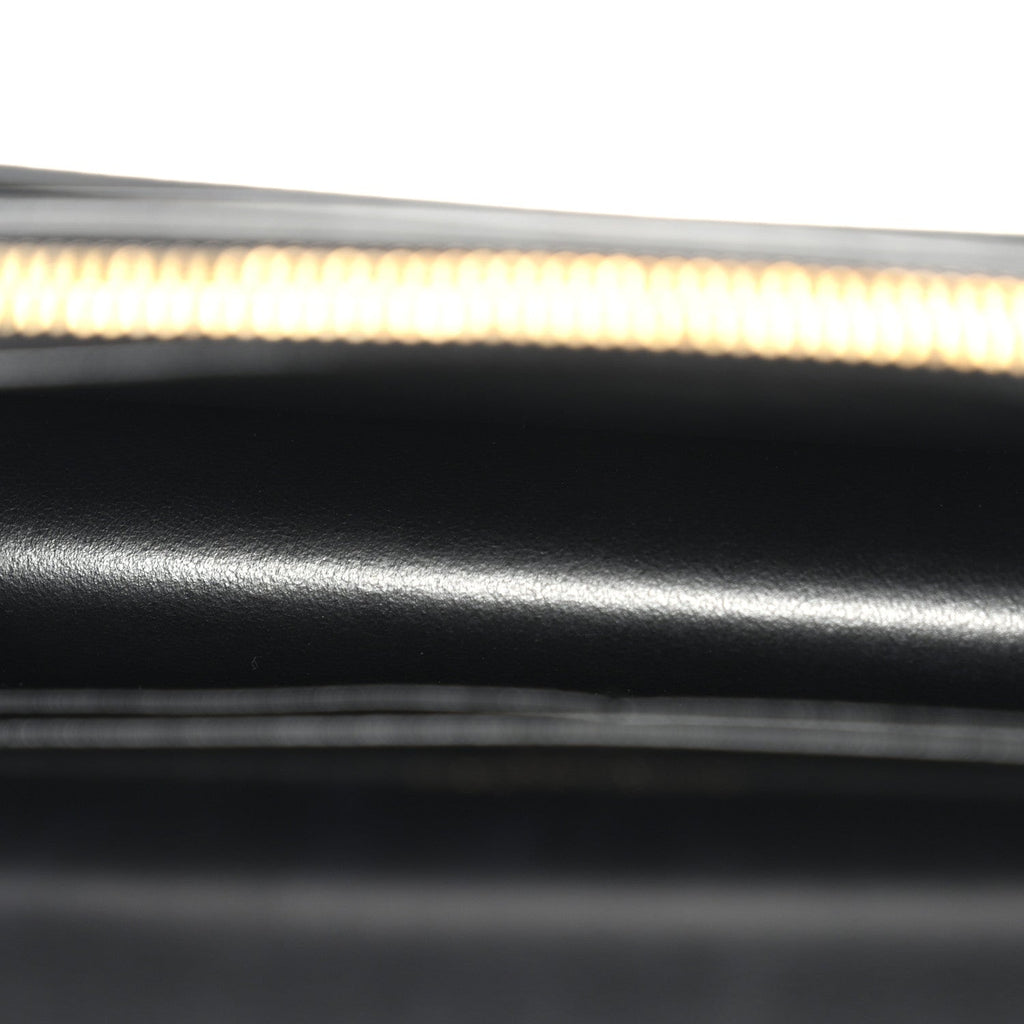 Coated Bark Calfskin Sunset Chain Wallet Black