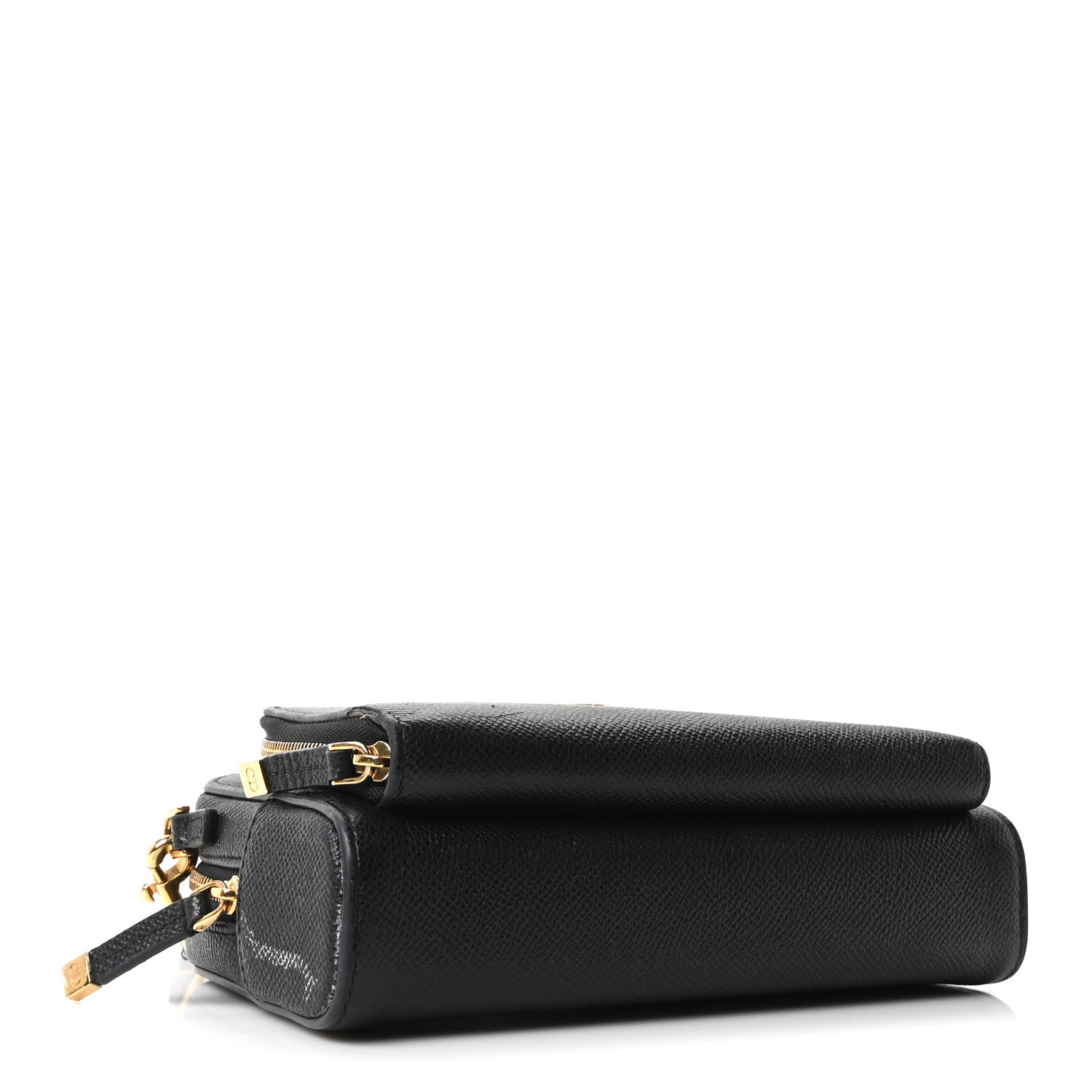 Grained Calfskin Caro Double Pouch Black