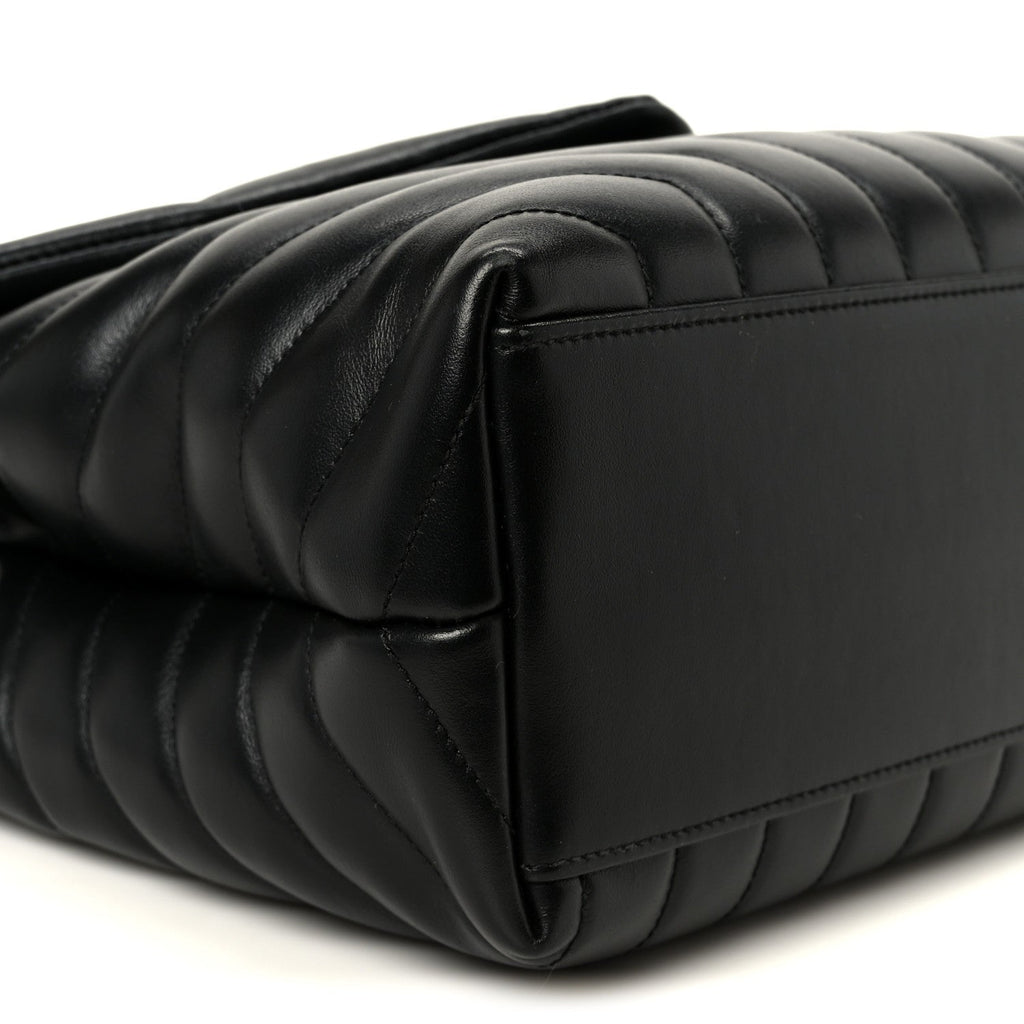 Calfskin Y Quilted Monogram Medium Loulou Chain Satchel Black