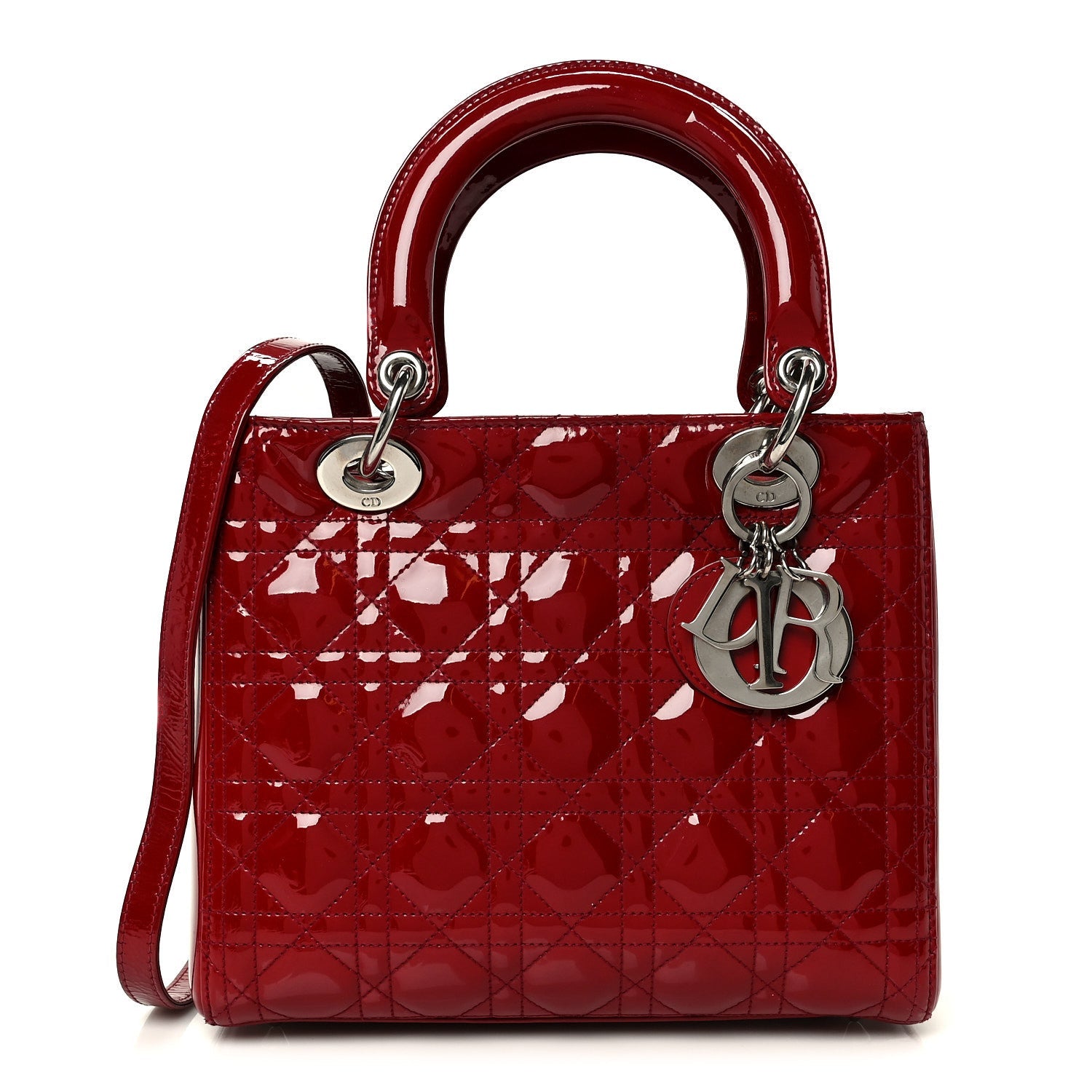 Patent Cannage Medium Lady Dior Red