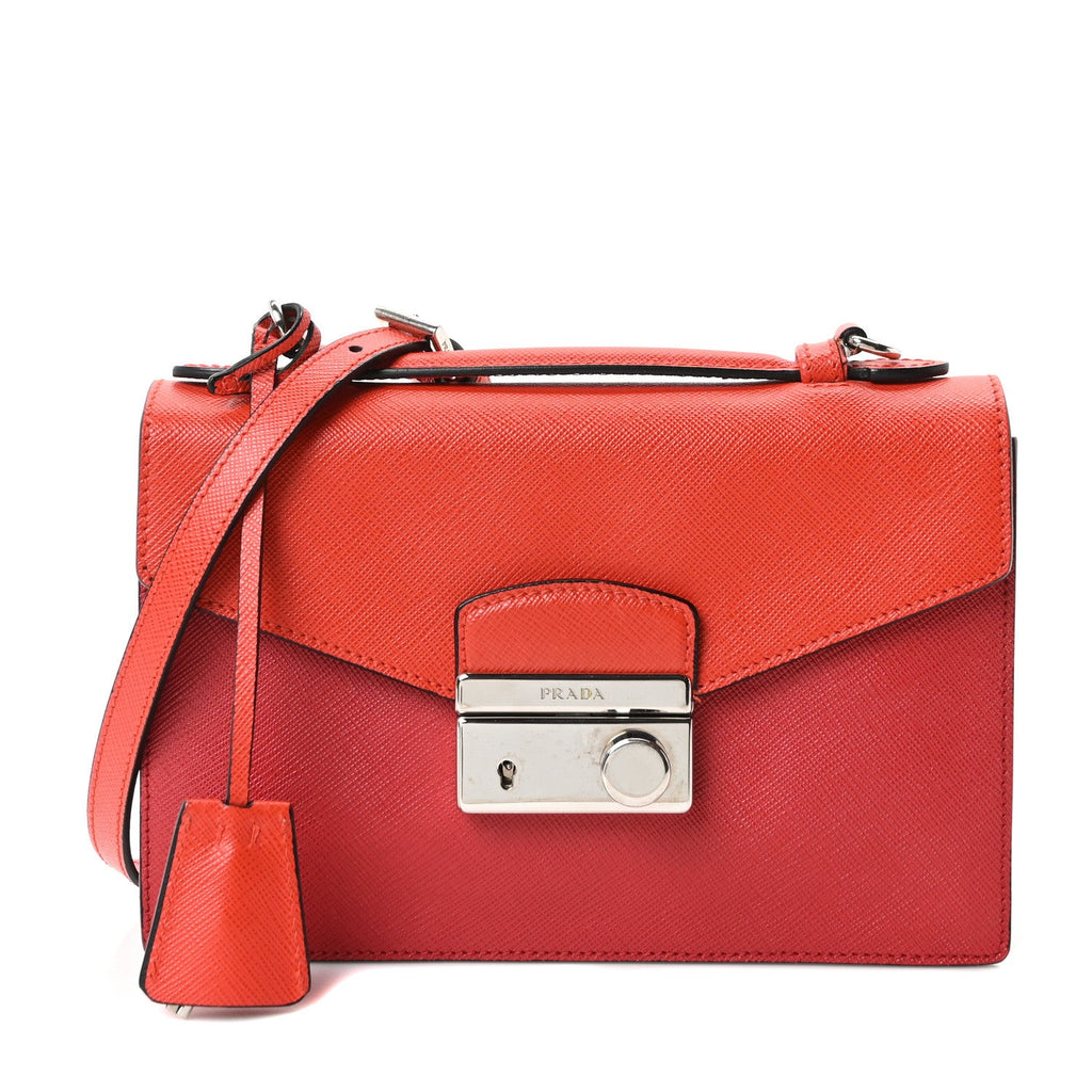 Saffiano Lux Sound Shoulder Bag Fuoco Lacca