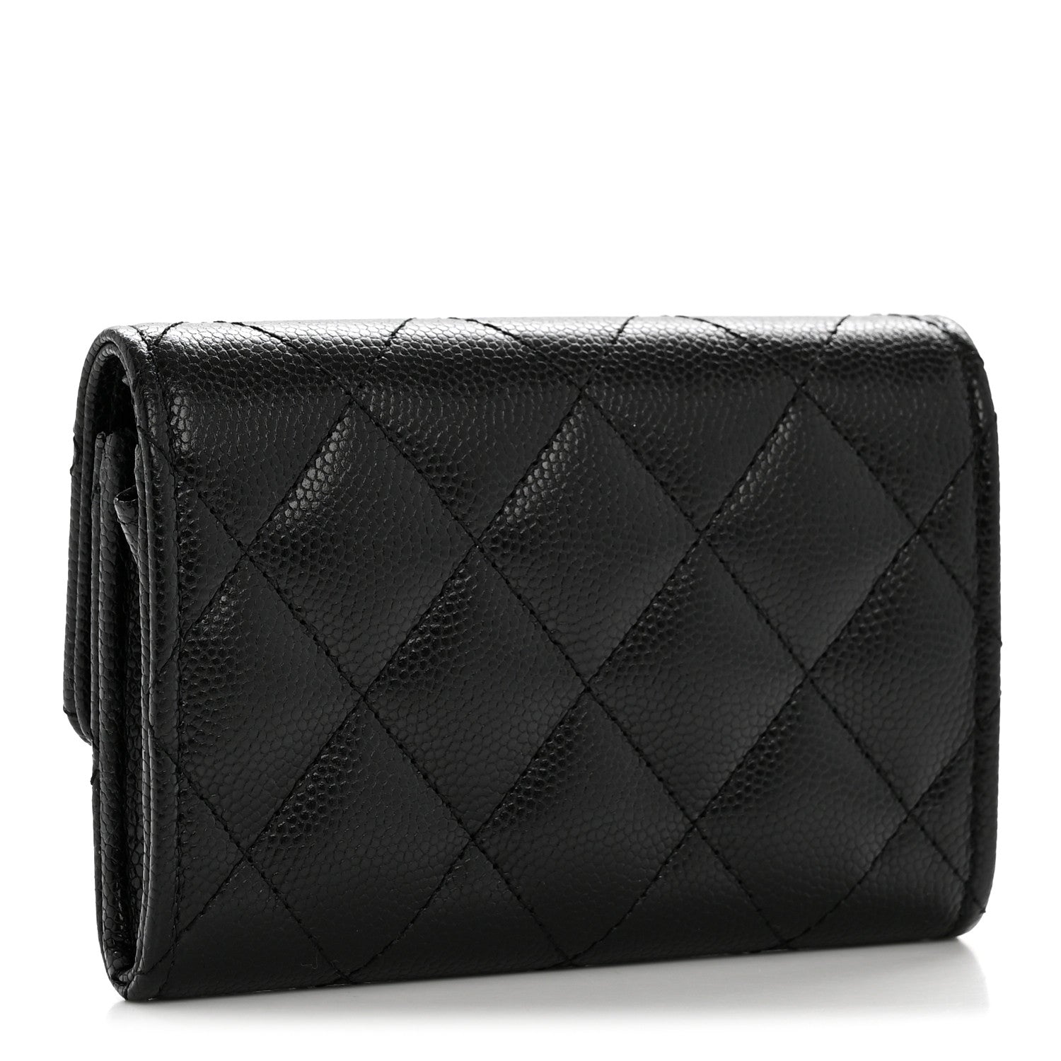 Caviar Quilted CC Flap  Holder Black