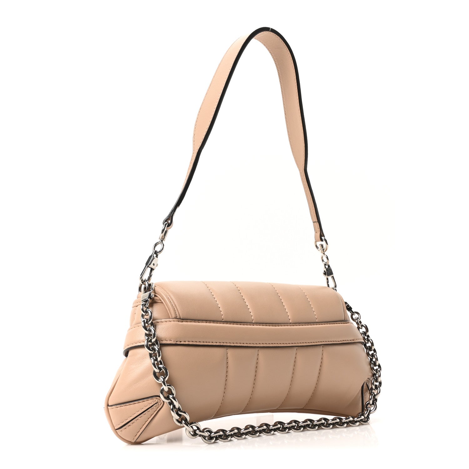 Nappa Vertical Matelasse Small Maxi Horsebit Chain Shoulder Bag  Rose Beige
