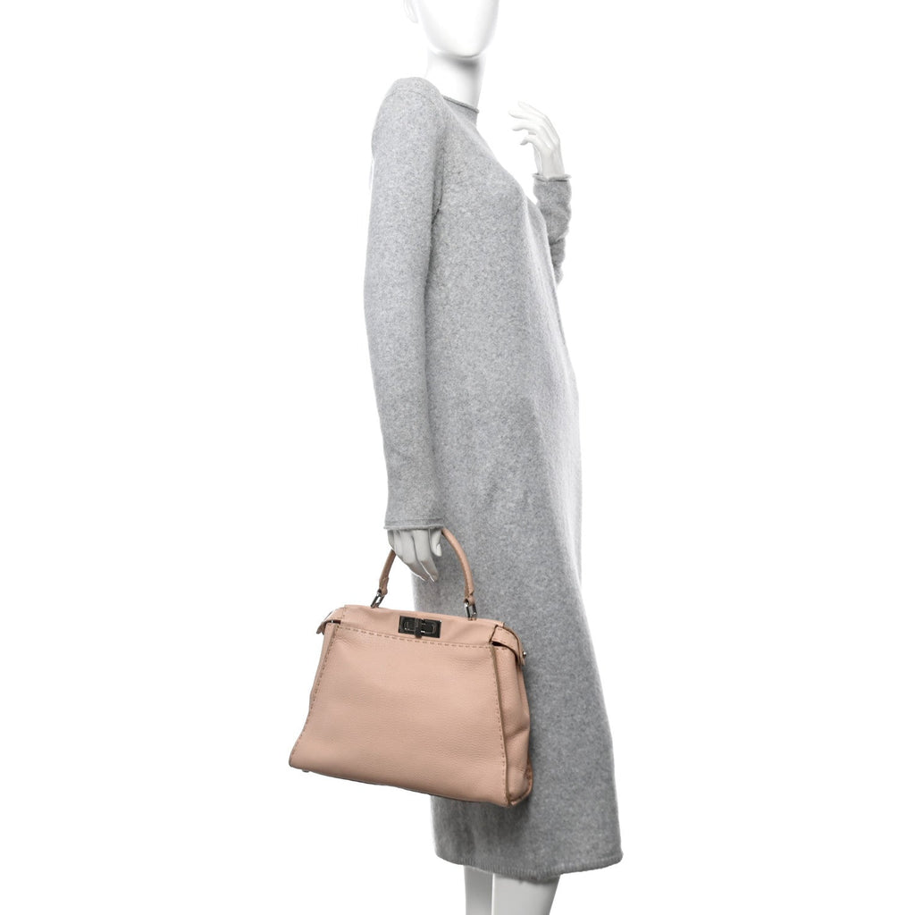 Cuoio Romano Selleria Bi-Color Medium Peekaboo Iconic Satchel Rosa Plaster Pesca