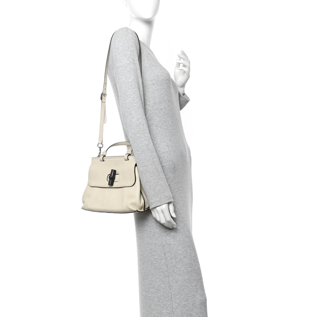 Cellarius Calfskin Small Bamboo Daily Top Handle Bag Mystic White