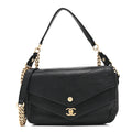 Sheepskin Chevron Quilted Mini Double Chevron Flap Black