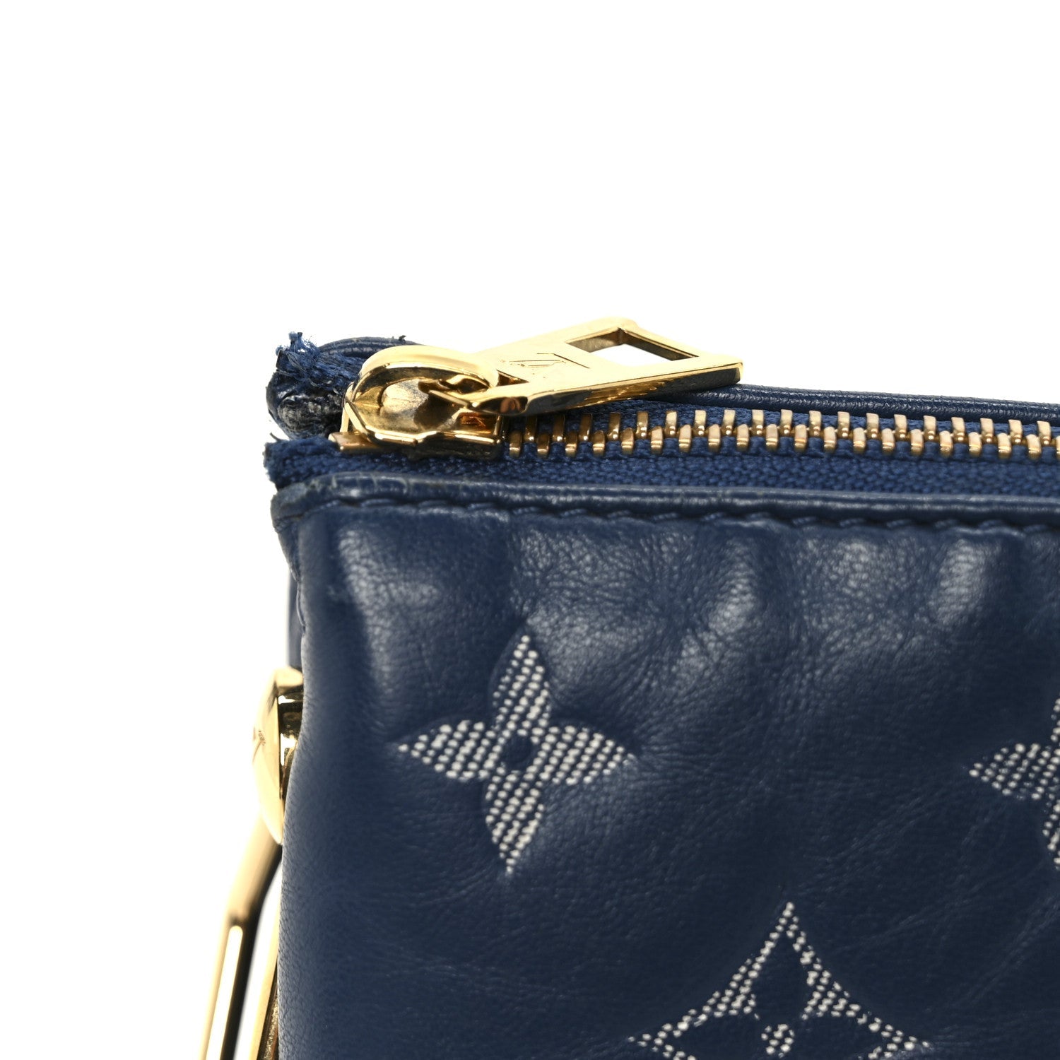 Lambskin Embossed Monogram Coussin PM Denim Blue