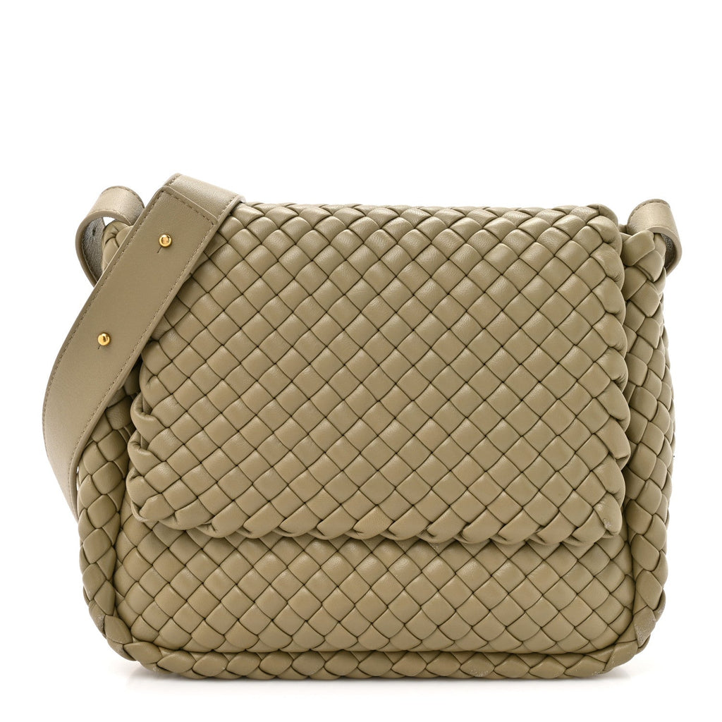 Nappa Intrecciato Small Cobble Shoulder Bag Camel