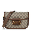 GG Supreme Monogram Horsebit 1955 Shoulder Bag Beige Brown Sugar