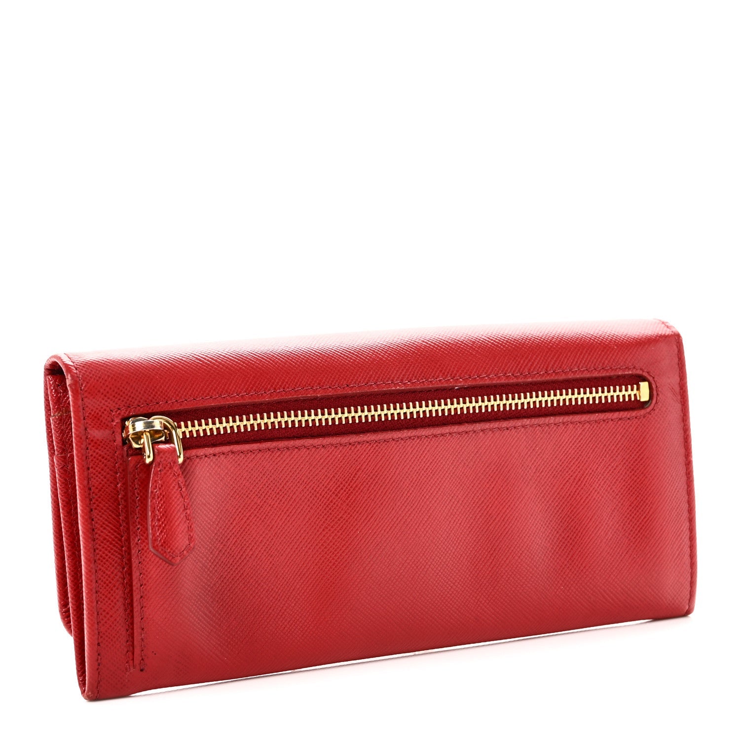 Saffiano Metal Continental Flap Wallet Fuoco