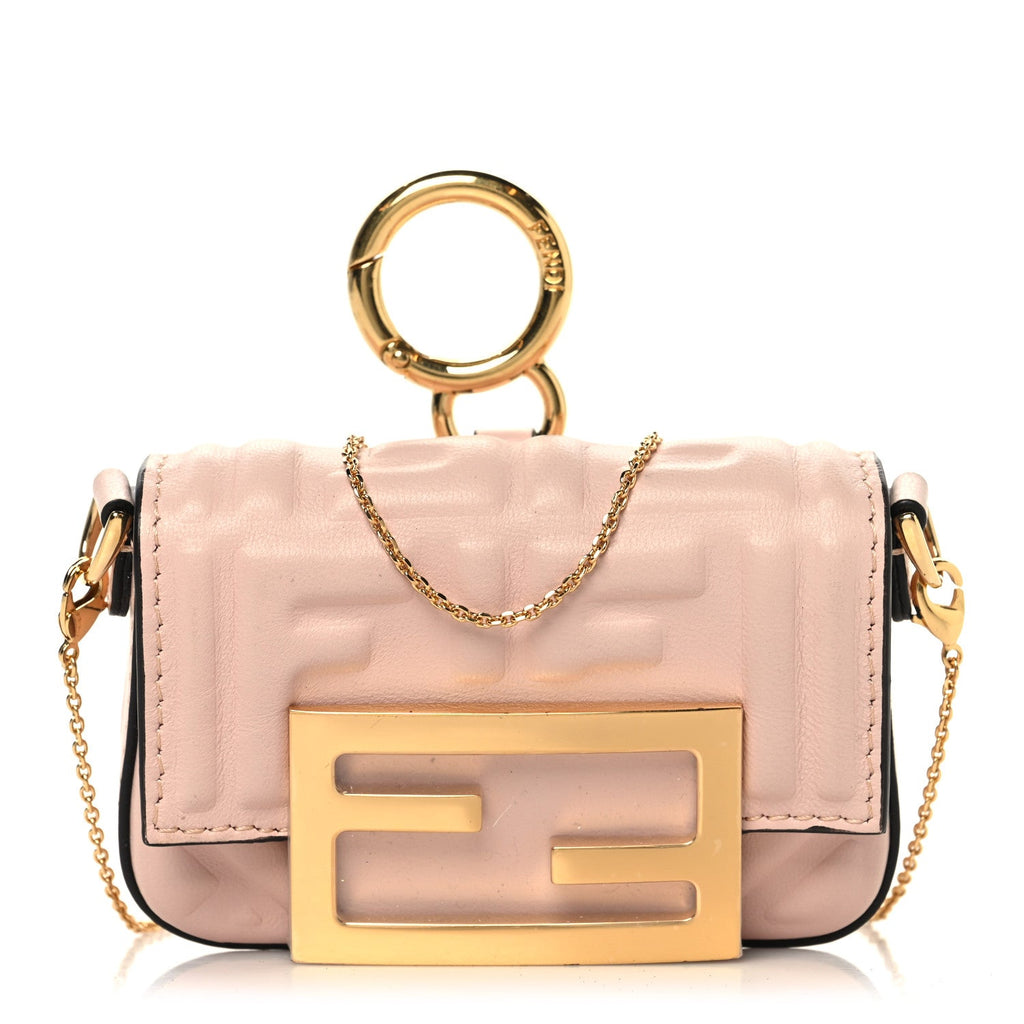 Nappa Matisse FF Embossed Nano Maxi Buckle Baguette Charm Rosa Quarzo