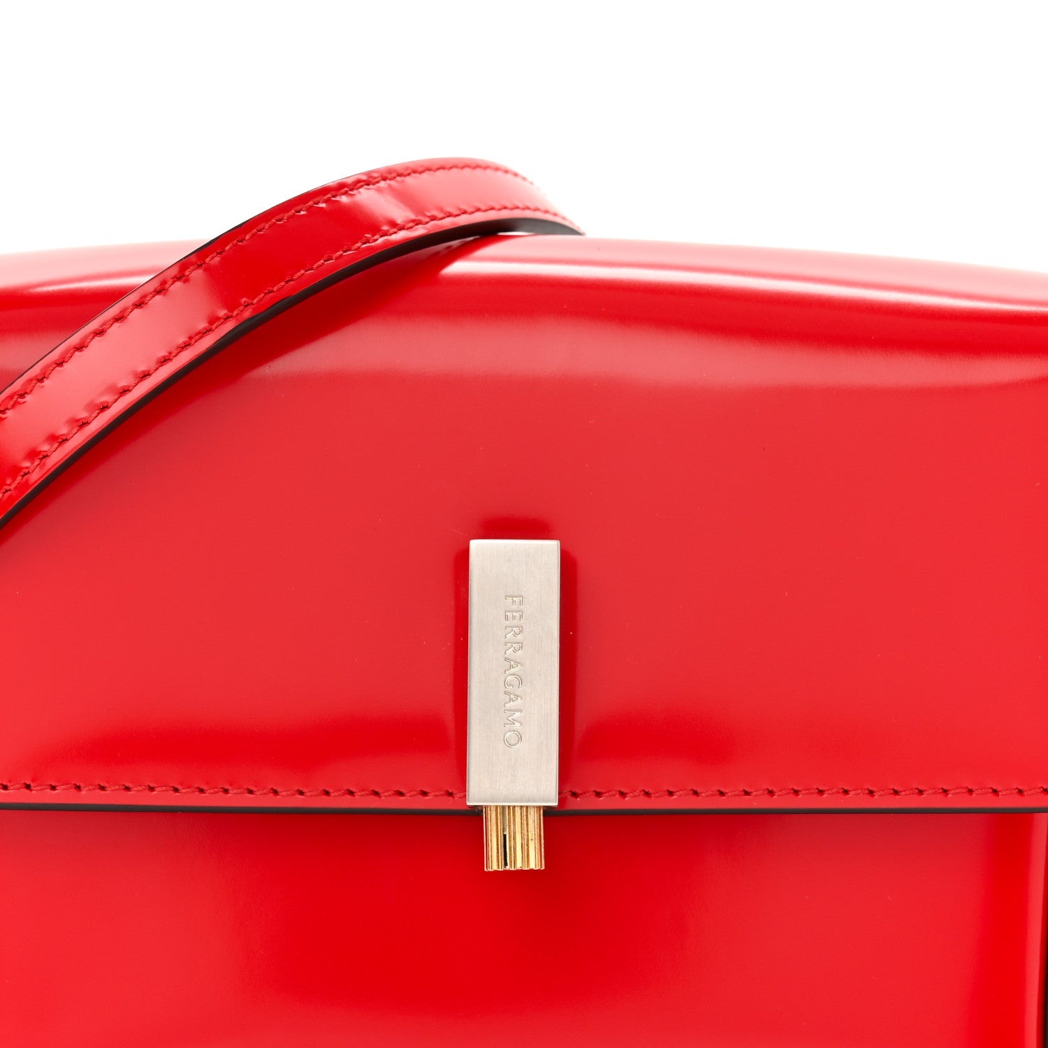 Brushed Calfskin Small Geometric Prisma Shoulder Bag Flame Red