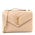 Calfskin Y Quilted Monogram Small Loulou Chain Satchel Dark Beige