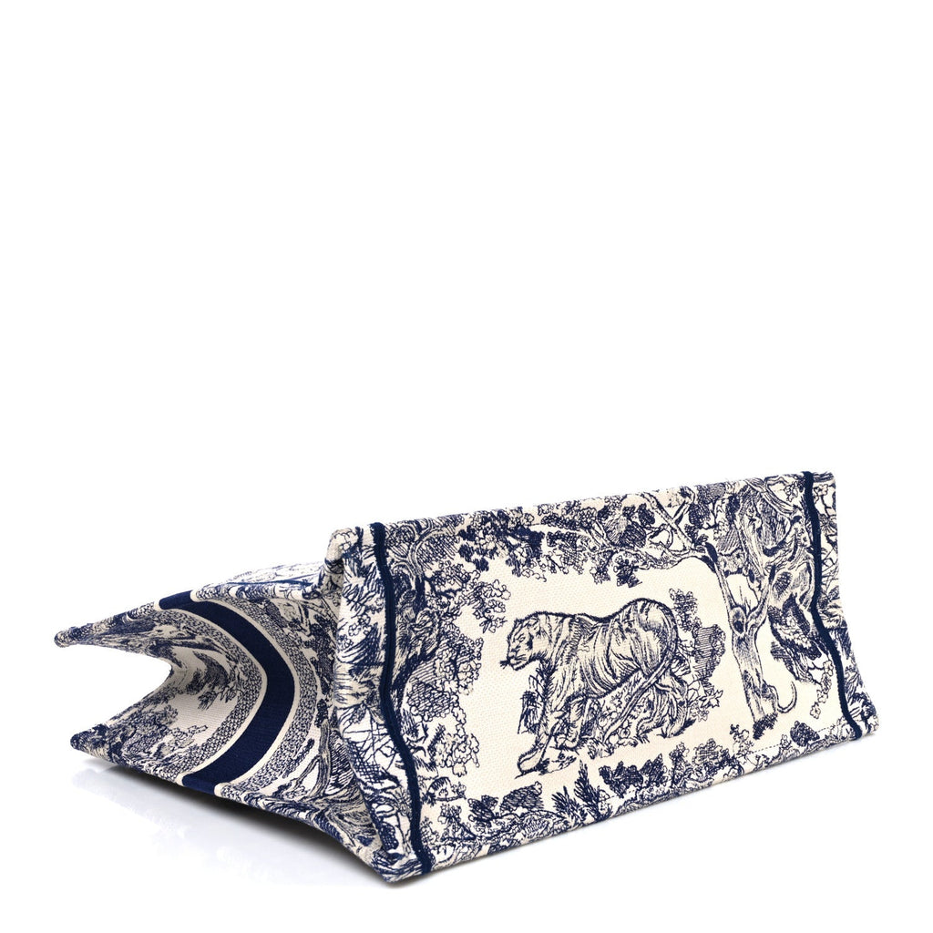 Canvas Embroidered Large Dioriviera Toile De Jouy Book Tote Blue