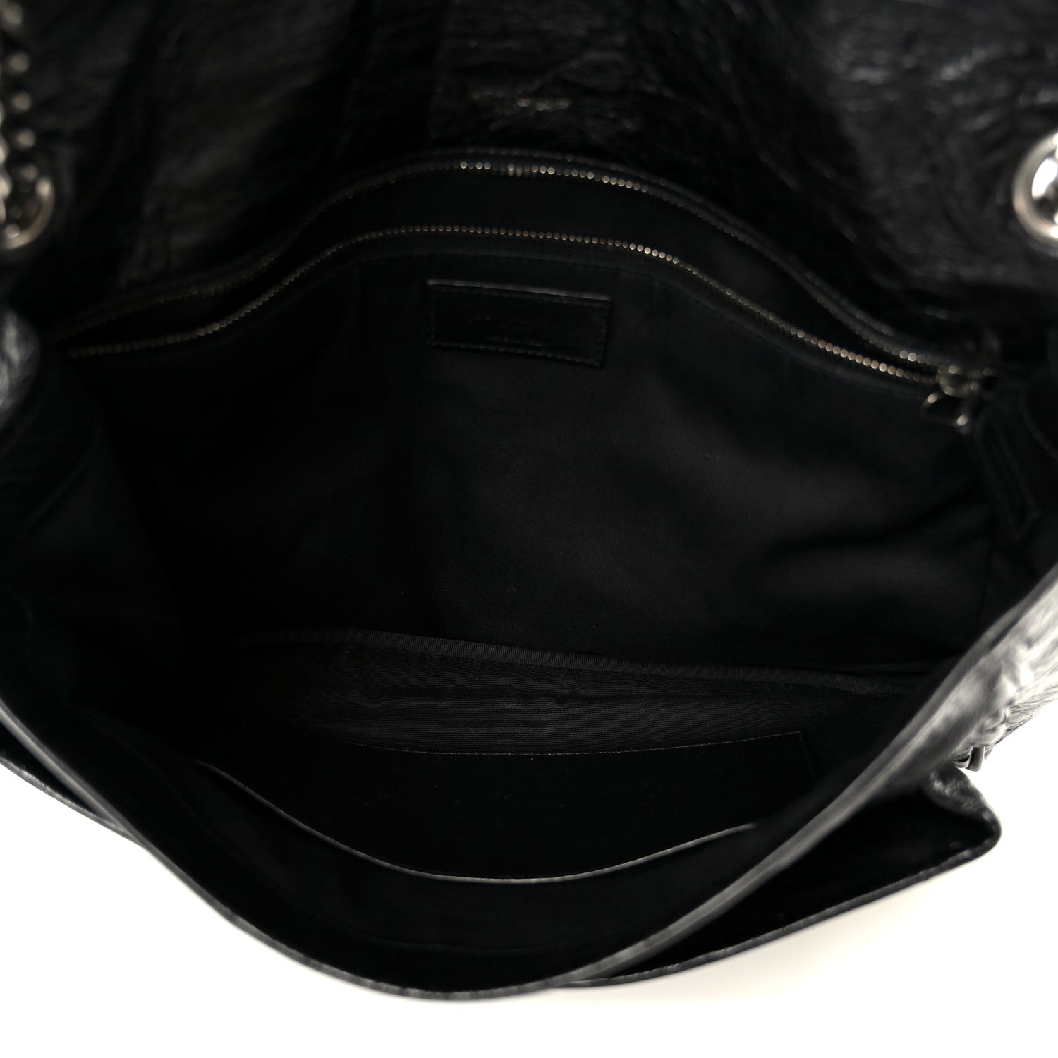 Crinkled Calfskin Matelasse Monogram Large Niki Chain Satchel Black