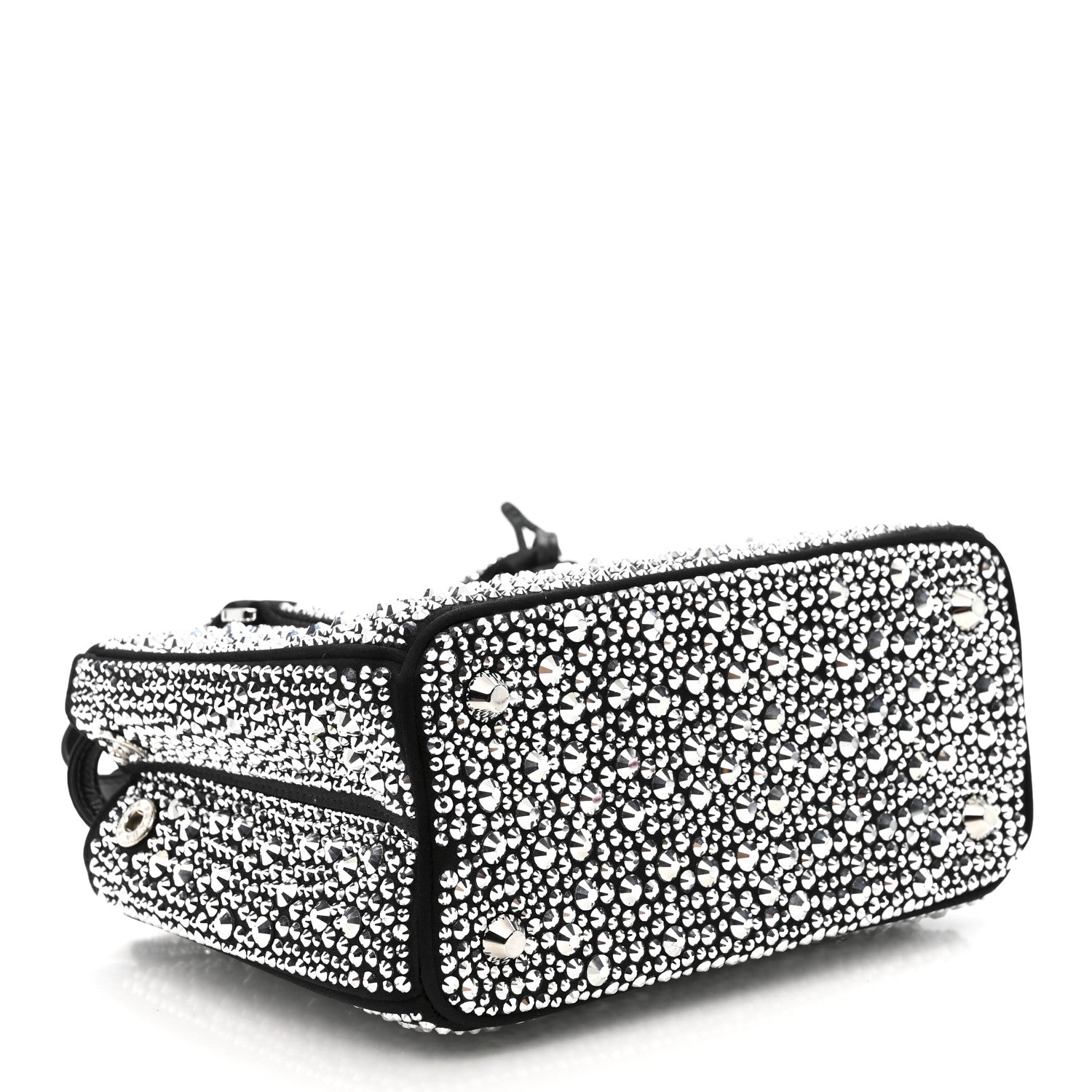 Satin Crystal Mini Galleria Double Zip Tote Metal