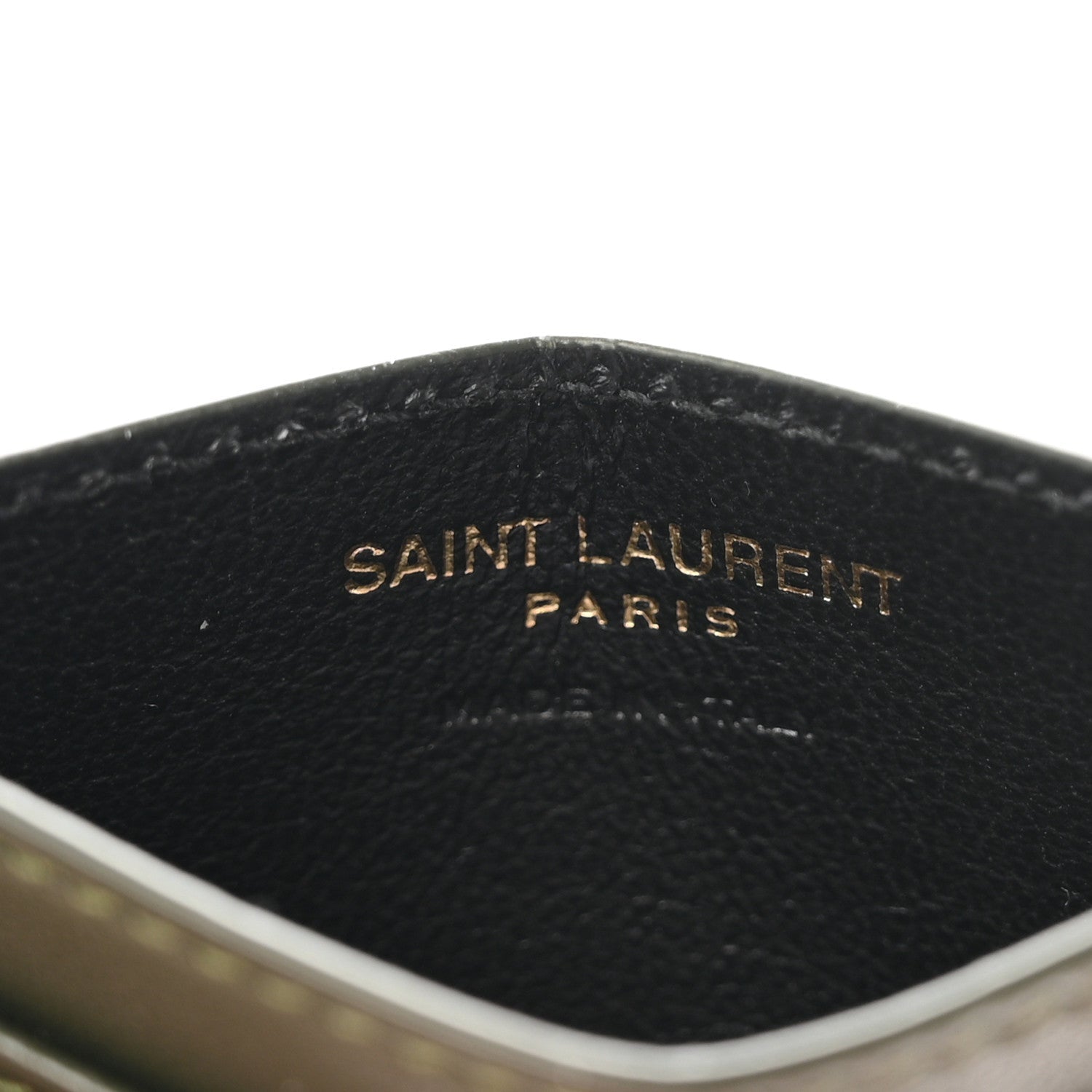 Lambskin Matelasse Chevron Monogram Credit  Case Olive Wood