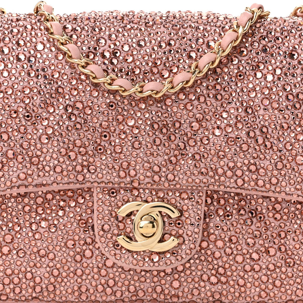 Lambskin Crystal Diamante Small Flap Light Pink