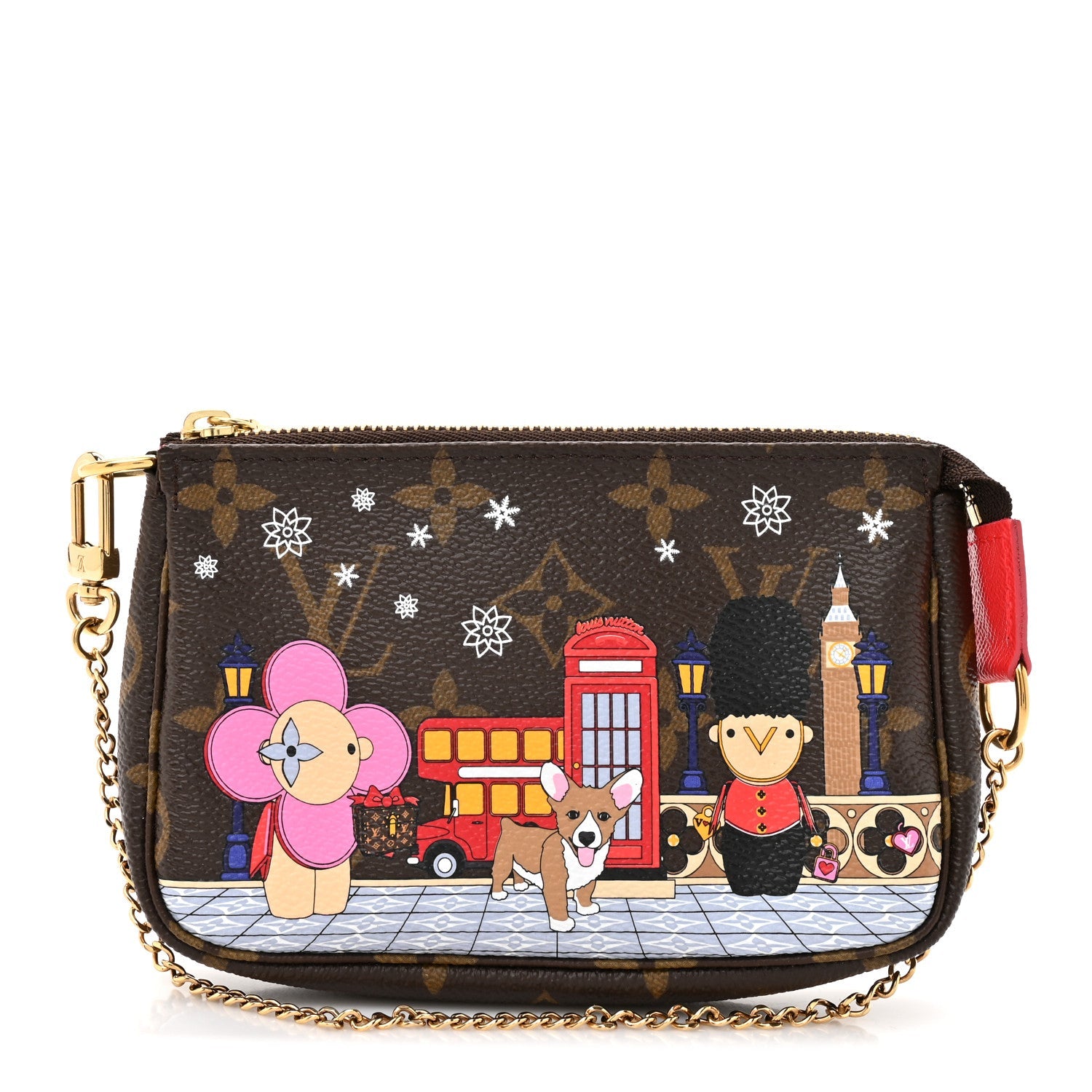 Monogram 2021 Christmas Animation London Mini Pochette Accessories Red