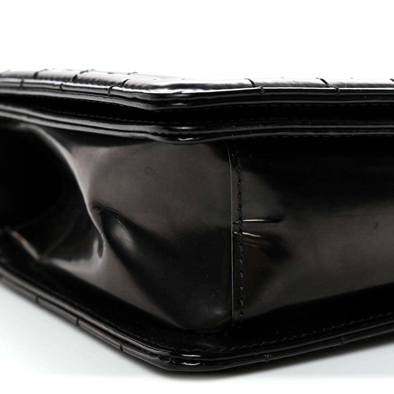 Glazed Calfskin Medium Boy Flap Black