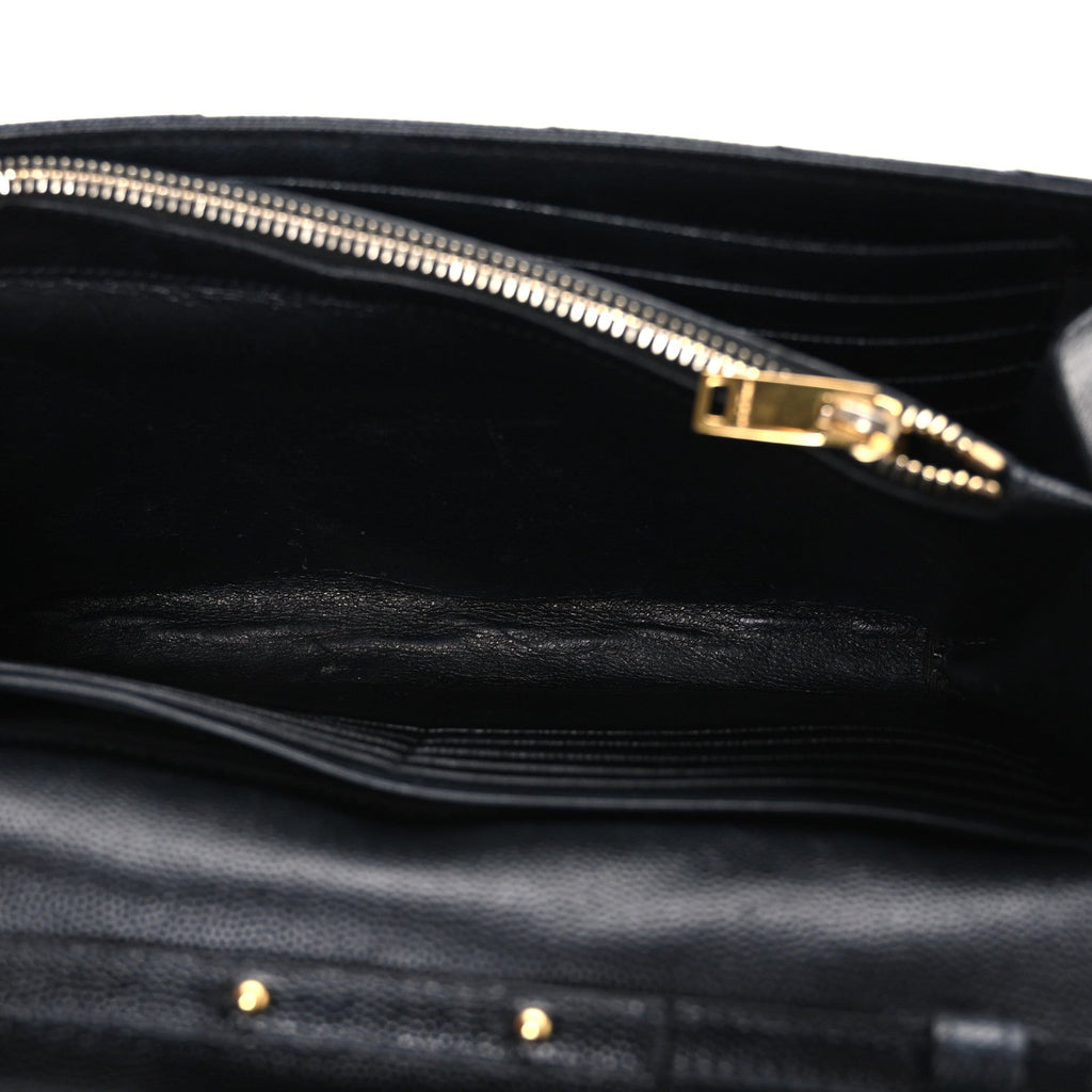 Grain De Poudre Matelasse Chevron Monogram Chain Wallet Black