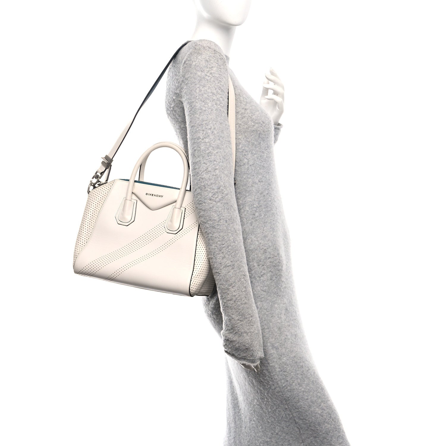 Lambskin Perforated Small Antigona White