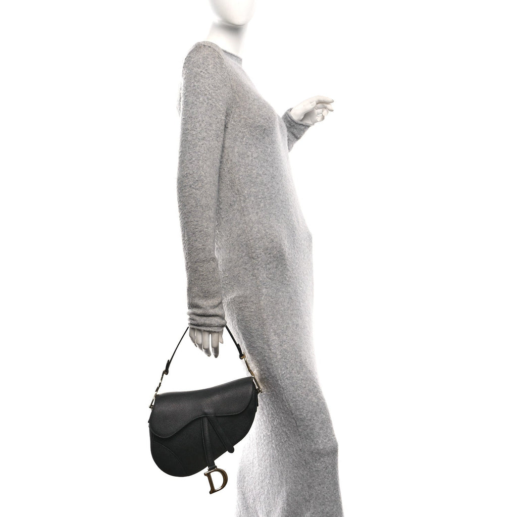 Grained Calfskin Saddle Bag Black