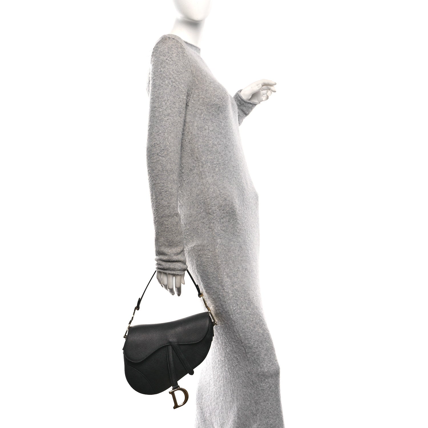 Grained Calfskin Saddle Bag Black